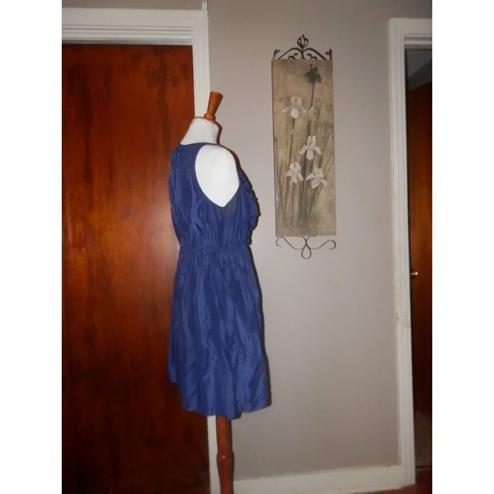 Maeve Anthropologie Dress Small Blue Silk Tank Fitted Waist - Picture 2 of 4